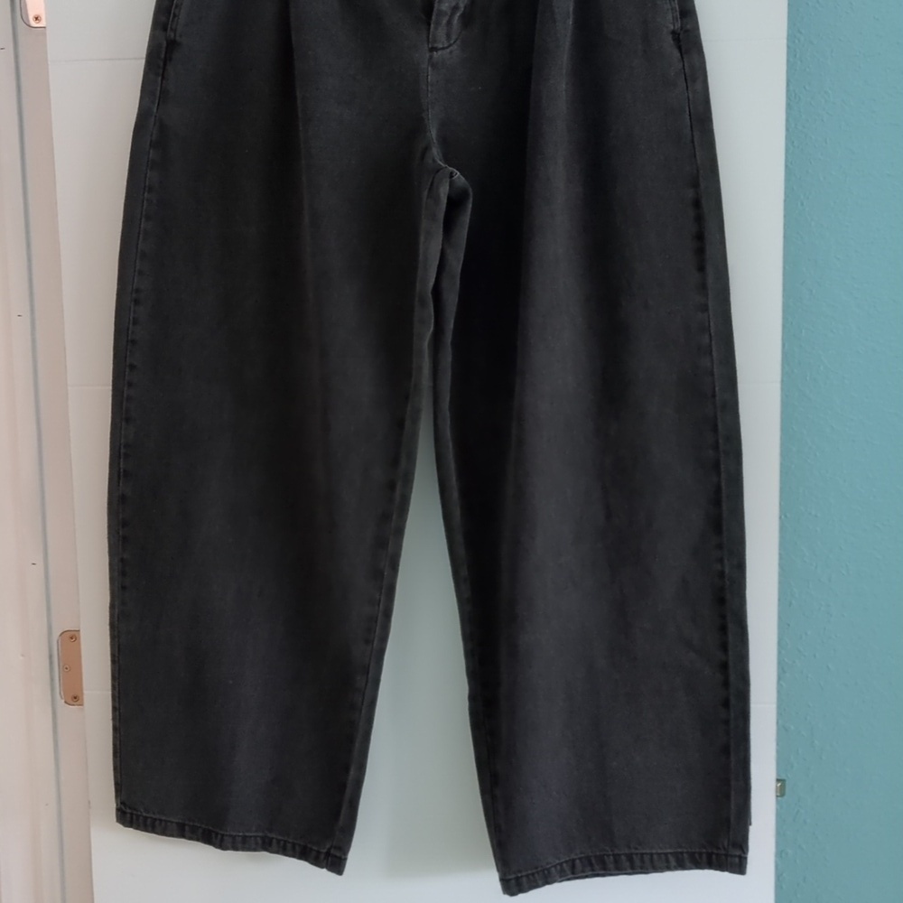 UO BDG Two Tuck Wide-Leg Black Denim Grandpa Baggy Trousers Sz 31 - Picture 5 of 10